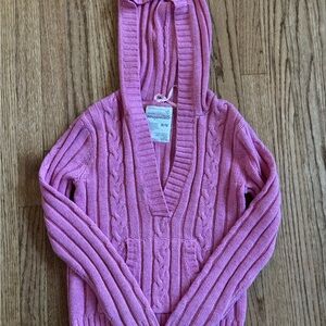 Vintage Aeropostale Pink Cable Knit Hoodie